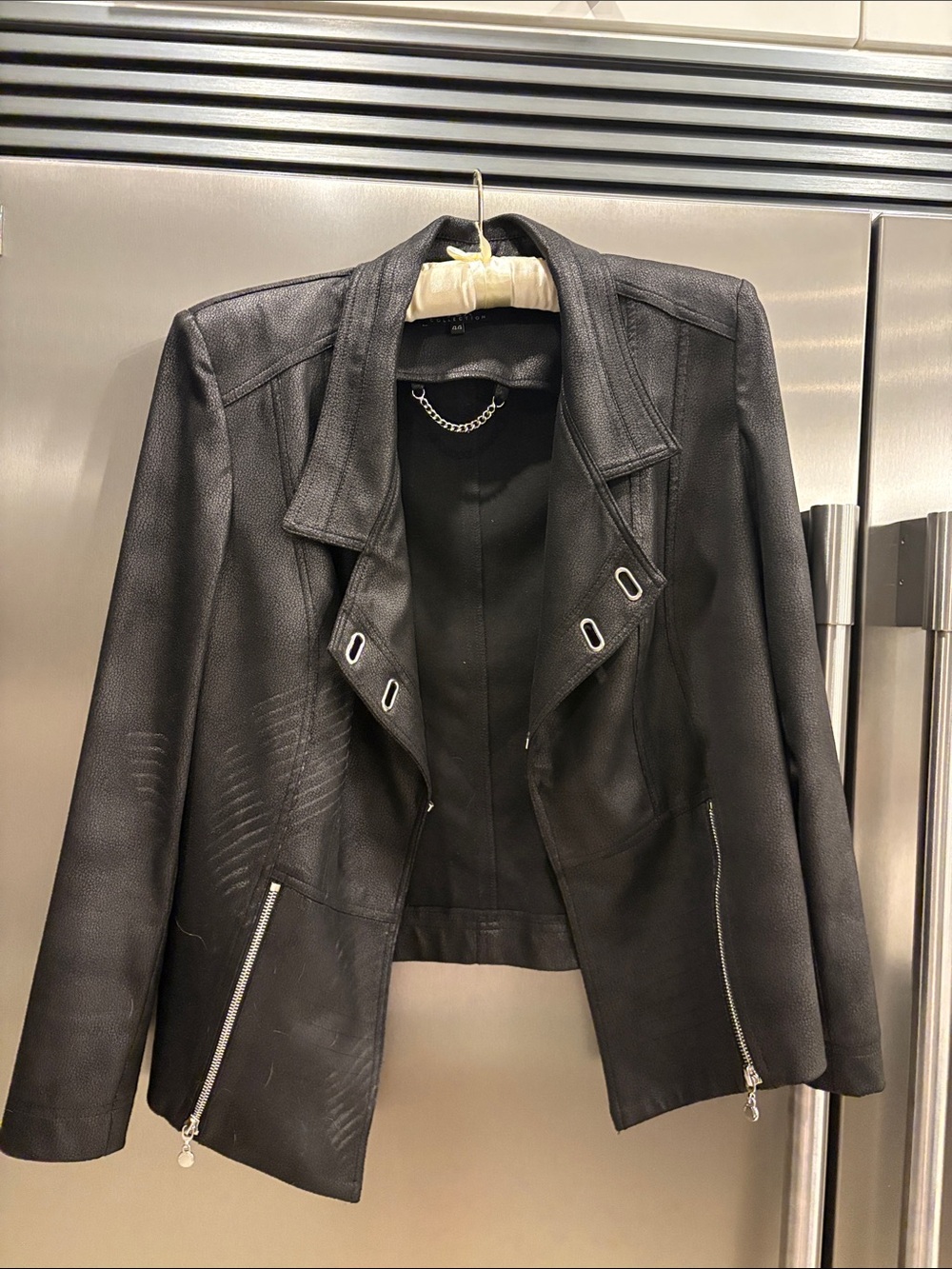 Vex Women's Black Faux Leather Zip-Front Moto Jacket
